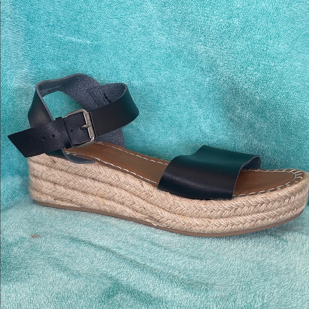 Black Wedge Sandals
